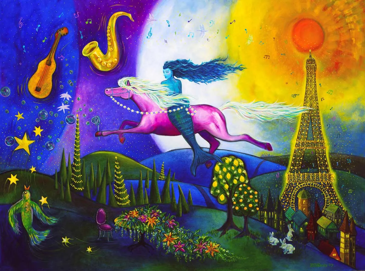 Mermaid on Pink Horse in Paris